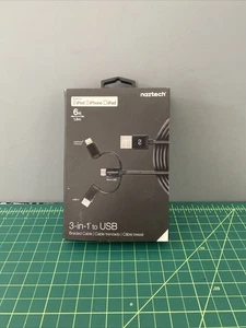 Naztech 3-in-1 To USB Charge Braided Cable for Use W/USB-C, Lgtng, Μicro USB - Picture 1 of 12