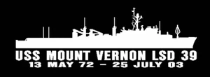 Calcomanías USS MOUNT VERNON LSD 39 silueta 4"" x 12"" azul marino - Imagen 1 de 1