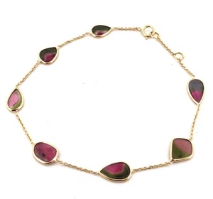 "Brazalete de turmalina natural sólido de oro amarillo de 10 quilates delicado y delicado de 7""" - Imagen 1 de 3