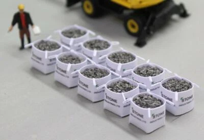 BULKSCENE STONE IND. MODEL TONNE BAGS 1MM GREY BALLAST LOADS OO/HO GAUGE 1/76 - PACK OF 10