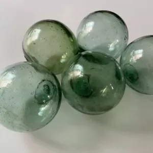 Glass Fishing Float Buoy Ball Vintage Japanese set of 5 diameter 8cm-10cm Japan - Picture 1 of 3