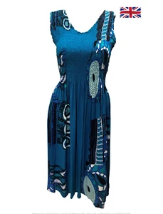 Womens Plus Size Curve Abstract Print MIDI Elasticated Dress Up to UK SIZE24 P18 - Picture 1 of 1