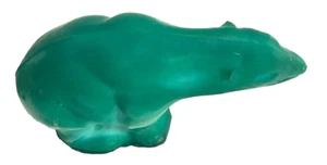 Vintage Decorative Bohemian Czech Malachite Green Glass Beautiful Bear OLD - Picture 1 of 5