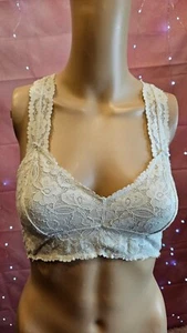 Free People Women IVORY Nylon Floral Lace Wireless Racerback Brallete Bra Size S - Picture 1 of 4