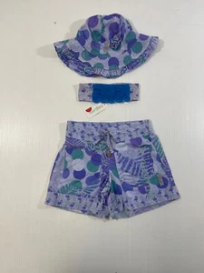 Naartjie Girls 100% Cotton Purple Flamingo Shorts Headband Bucket Hat 3Pc Set 5 - Picture 1 of 7