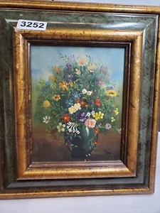 VINTAGE OIL PAINTING STILL LIFE FRAMED FLORAL STILL Tere Lena Lera Zere - Picture 1 of 23