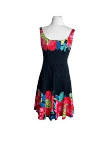 Nine West Womens Dress Size 4 Black Floral Fit & Flare Stretch Sleeveless - Picture 1 of 6