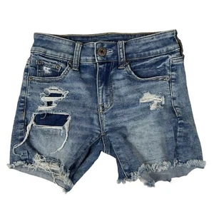 American Eagle Women’s Size 00 Midi Short Shorts Jean Distressed Stretch #3219 - Picture 1 of 9