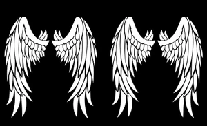 Guardian Angel Wings TWO White Vinyl Graphic Decal Car Windows Laptop Notebook - Picture 1 of 2
