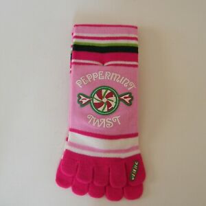 Peppermint Twist Christmas Holiday Socks Five Toes Size 9-11 New Old Stock 2004