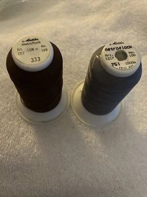 METTLER METROFLOCK Stretchy Thread Lot Brown & Grey 1000m - Image 1 of 3