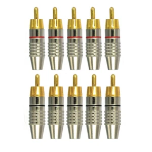 RCA Plug Solderless Gold Audio Video Adapter Cable Connector Cable Connector - Picture 1 of 12
