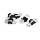 6mm Dia EPDM Rubber Lined U Shaped Pipe Tube Wire Clamps Clips 5pcs