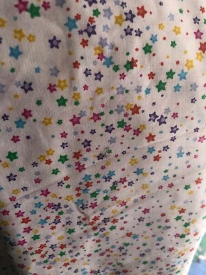 2  3/4 yards Blank quilting Fabrics Emelia's Dream colorful stars on white cotto - Image 1 of 4