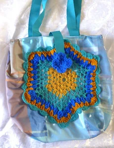 Womens Bag handgefertigte Stoff + Acryl gehäkelt Tote Messanger Geldbörse... - Picture 1 of 12