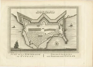 Estampado antiguo del fuerte de Kollam, Kerala, India - Imagen 1 de 1