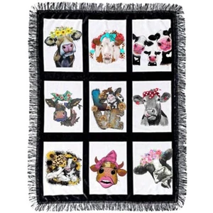 Cow Farm Animals Fleece Blanket 9 Panel Custom Photo Throw Blanket - Picture 1 of 3