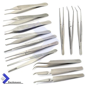 Surgical Tweezers Dental Medical Nursing Cotton & Dressing Forceps Serrated Tips - Picture 1 of 31