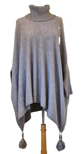 Poncho Y&Y de gran tamaño suave al tacto cuello redondo cuentas borla jersey talla única NUEVO - Imagen 1 de 18