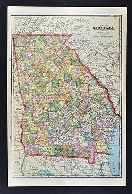 c 1899 Cram Map - Georgia  Atlanta Savannah Athens Marietta Dalton Rome Columbus - Image 1 of 3