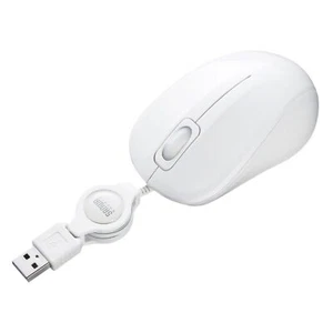 Sanwa Supply antibakterielle und leise kabelgebundene einziehbare blaue LED-Maus weiß - Bild 1 von 7