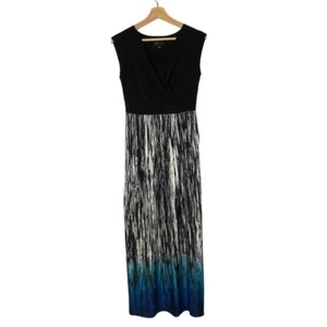 AB Studio Black Wrap Bust Black Blue Ombre Maxi Dress S - Picture 1 of 3