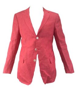 D'Avenza Men's Red Linen Silk Jacket Size 48 NWT