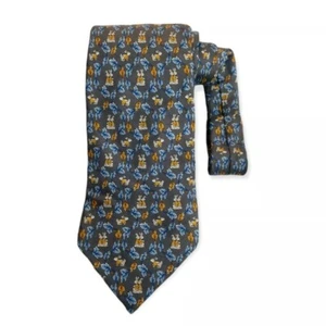 🆕NINNA RICCI Seidenkrawatte grau Kaninchenblatt HANDGEMACHT FRANKREICH 58”/4” Neu ohne Etikett - Bild 1 von 4