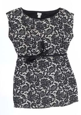H&M Mujer Negro Floral Poliéster Cambio Talla 12 Cuello Redondo - Encaje como Estampado Foto 1 de 4