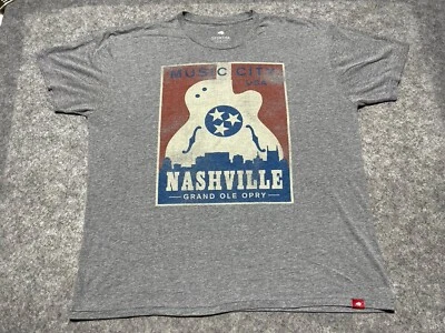 Nashville Tennessee music City USA Grand Ole Opry Sportiqe 2XL Gray Shirt Guitar - Image 1 of 4
