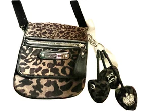 90’s Juicy Couture Cheetah Charms Velour Crossbody Bag Leather Strap VG Small Sz - Picture 1 of 12