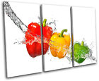 Peppers Water Splash Food Kitchen TREBLE CANVAS WALL ART Picture Print VA