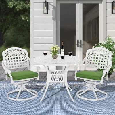 3PC Patio Bistro Set Cast Aluminum Patio Bistro Table and Chairs Set for Garden - Image 1 of 4