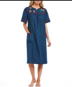 NEU Go Softly M Terrassenkleid Kaftan Denim Stickerei Eulen #77065 - Bild 1 von 2