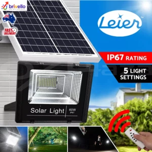 Leier LED Solar Flood Light Sensor Street Outdoor Garden Remote Security IP67 - Picture 1 of 12