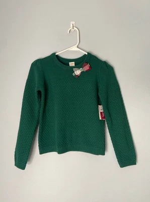 Christmas cabin green cotton textured sweater girls size 10 gymboree NEW - Image 1 of 4