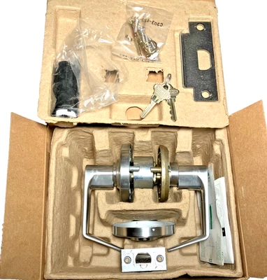 Schlage AL70PD SAT 626 Classroom Lock Saturn Satin Lever Door w Lock & Keys - Image 1 of 4