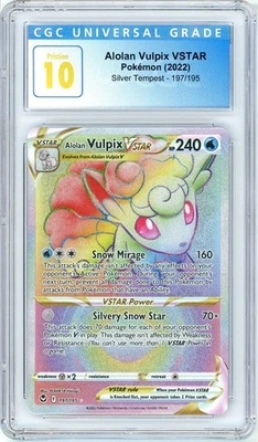 Pokemon Alolan Vulpix Vstar #197 Silver Tempest Rainbow CGC Pristine 10 - Image 1 of 2