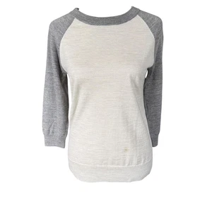 J. Crew cream and gray 3/4 sleeve soft stretchy pullover wool top size XS - Picture 1 of 9