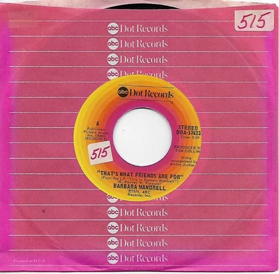 Barbara Mandrell, That's What Friends Are For/Beginning Of The End 45 VG+ 1976 - Image 1 of 2