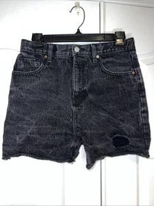 Old Navy Girls Size 14 Black Distressed Denim Shorts High Rise Adjustable Waist - Picture 1 of 12
