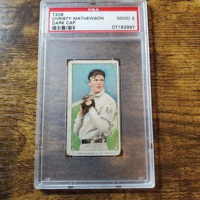 1909-11 T206 - Christy Mathewson 350-460 Factory No. 25 Back Dark Cap PSA 2 - Image 1 of 4