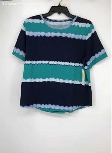 Westbound Womens Turquoise White Navy Blue Striped Pullover T-Shirt Size PL - Picture 1 of 6