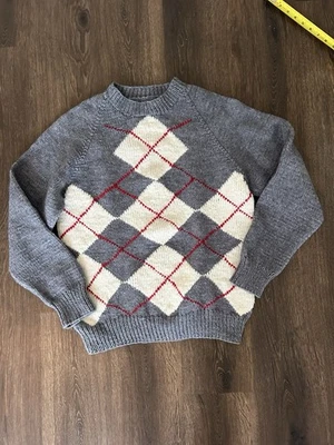 Vintage Sweater Mens Medium Argyle Handmade 90s Retro 90s Y2K Grandpacore - Image 1 of 4
