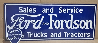 Ford And Fordson Porcelain Enamel Sign  36 x 15 Inches 1 Sided - Image 1 of 4