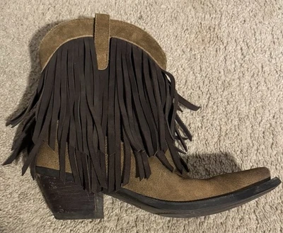 Botas de Vaquero Ariat Gold Rush Marrón Gamuza Flecos Botines Talla 8.5 Foto 1 de 3