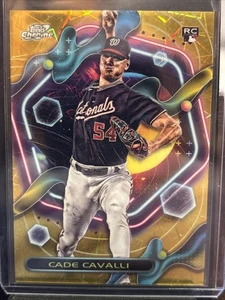2023 Topps Cosmic Chrome Cade Cavalli Gold Refractor RC Rookie /50 #199 National - Picture 1 of 4
