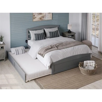 AFI Warren Solid Wood Full Bed w/ Footboard & Twin Trundle in Gray - Image 1 of 4