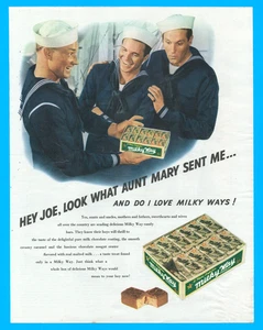 Milky Way candy bar chocolate Navy Sailors military vintage print ad 1942 WWII - Picture 1 of 4