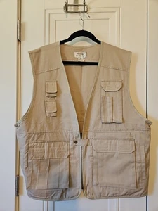 Vintage Haleman Men's Canvas Fishing Vest Size Extra Large Tan - Picture 1 of 16